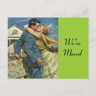 Cartão Postal De Anúncio Cartão-Postal Casal Retroativo A Mover Para Novo E