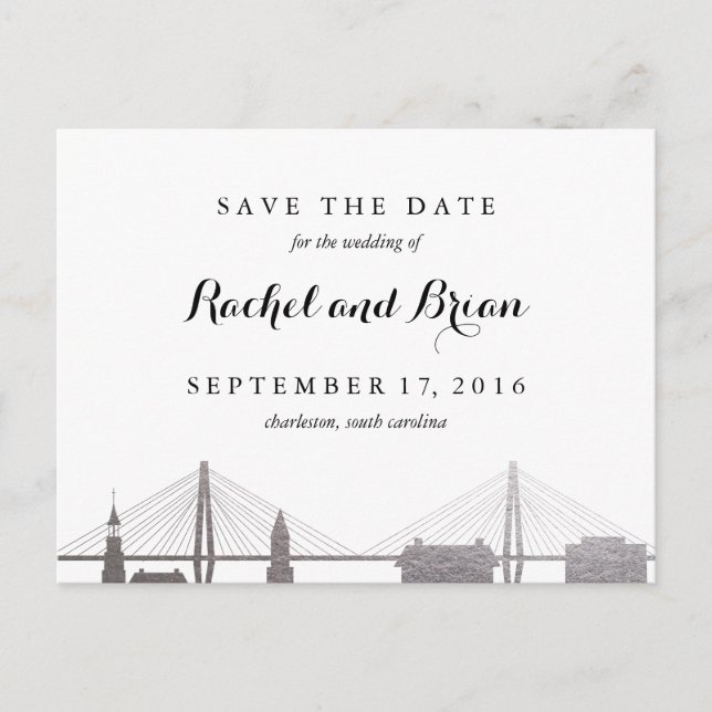 Cartão Postal De Anúncio Cartão-postal Charleston South Carolina Faux Silve (Frente)