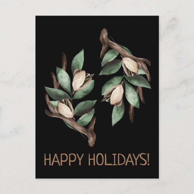 Cartão Postal De Anúncio Cartão-postal com ramificação verde (Frente)