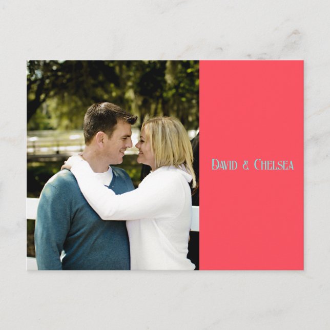 Cartão Postal De Anúncio Cartão-postal Coral e Verde STD Simples (Frente)