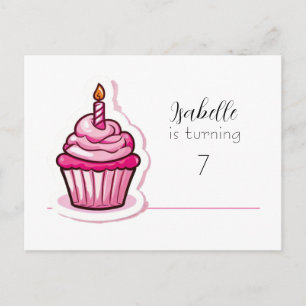 Cartão Postal De Anúncio Cartão-postal de aniversário de Cupcake rosa-claro