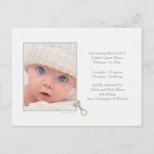 Cartão Postal De Anúncio Cartão-postal de aviso de nascimento
