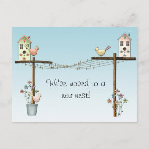 Cartão Postal De Anúncio Cartão-postal de novo endereço do Birdhouse