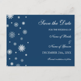 Cartão Postal De Anúncio Cartão-postal do Casamento no inverno Azul Branco