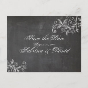 Cartão Postal De Anúncio Cartão-postal do Chalkboard Floral Save the Date