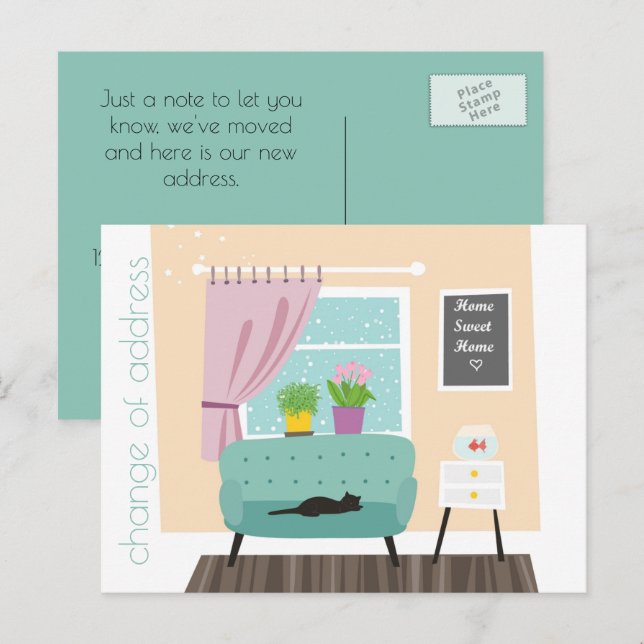 Cartão Postal De Anúncio Cartão-postal inicial do Address Home Sweet (Frente/Verso)