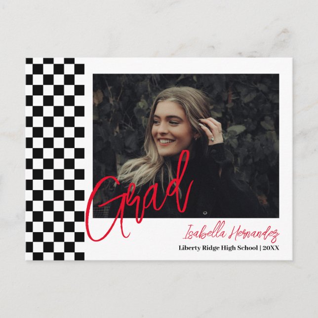 Cartão Postal De Anúncio Cartão-postal para a graduação em preto e branco (Frente)
