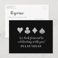 Cartão-postal RSVP Silver de Casamento de Destino