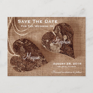 Cartão Postal De Anúncio Cartão-postal Rustic Wooden Hearding SaveTheDate