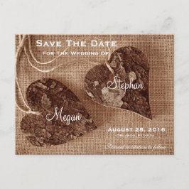Cartão Postal De Anúncio Cartão-postal Rustic Wooden Hearding SaveTheDate