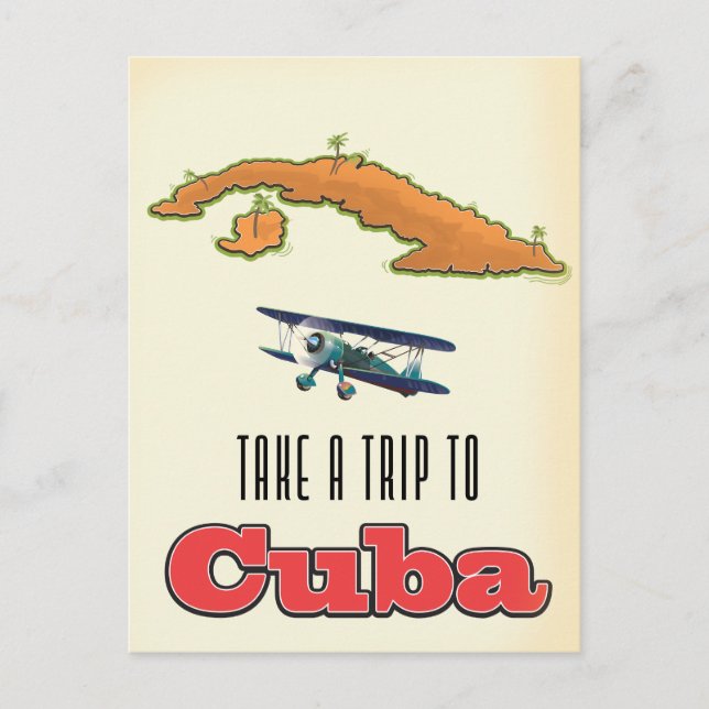 Cartão Postal De Anúncio Cartaz de férias em Cuba (Frente)