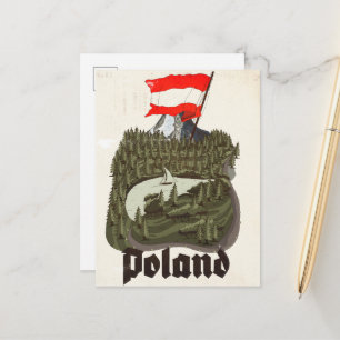Cartão Postal De Anúncio Cartaz de Viagem Antigo da Polônia