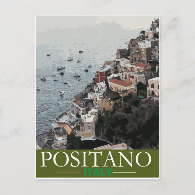 Cartão Postal De Anúncio Cartaz turístico de Positano (Frente)