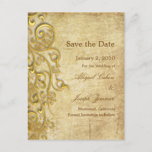 Cartão Postal De Anúncio Cartões-postais de salvar a data, espirais ornamen