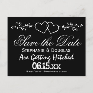 Cartão Postal De Anúncio Cartões-postais de Save the Date de Corações Duplo