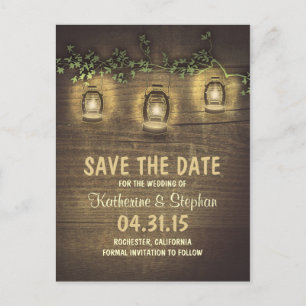 Cartão Postal De Anúncio Cartões-postais rústicos de save the date