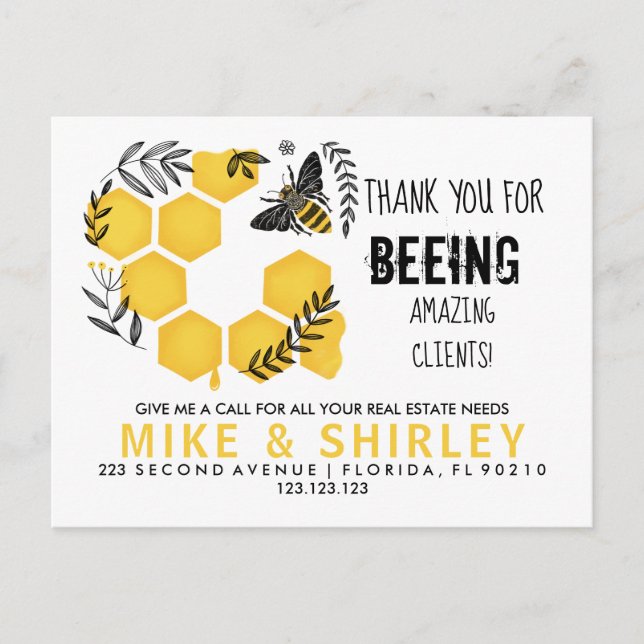 Cartão Postal De Anúncio Casa de campo Open House Abelha Melífera Pop por C (Frente)