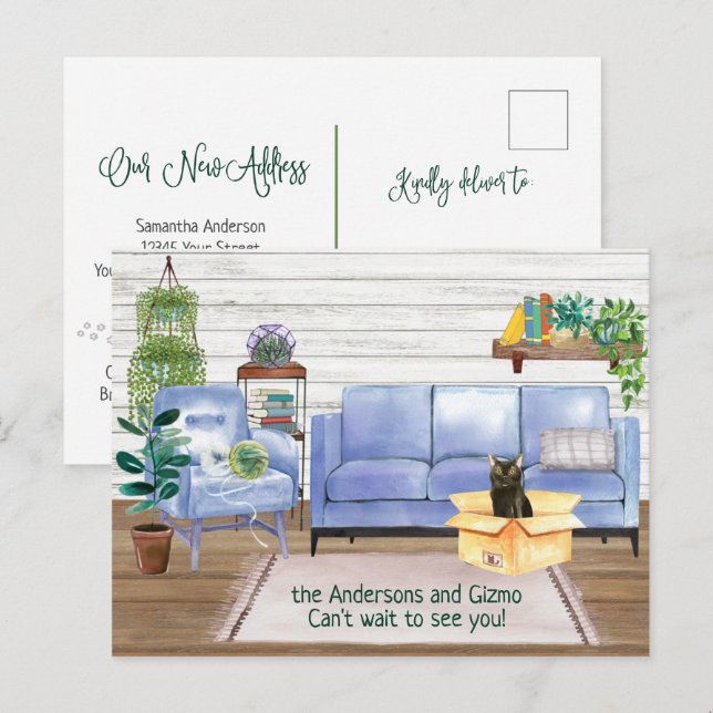 Cartão Postal De Anúncio Casa Nova Aconchegante de Bombaim Fofa Endereço (Frente/Verso)