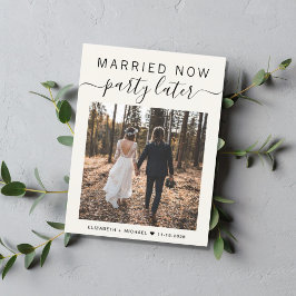 Cartão Postal De Anúncio Casados Agora, Festa Depois Foto Creme Casamento