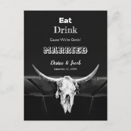 Cartão Postal De Anúncio Casados Comer Beber Rústico Preto e Branco Ocident