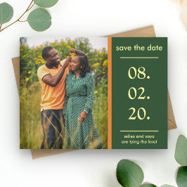 Cartão Postal De Anúncio Casal Africano Laranja e Verde Save The Date