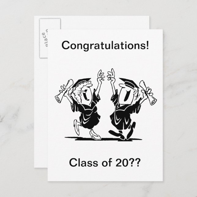 Cartão Postal De Anúncio Casal de graduação ou Classe de Amigos de 20XX (Frente/Verso)