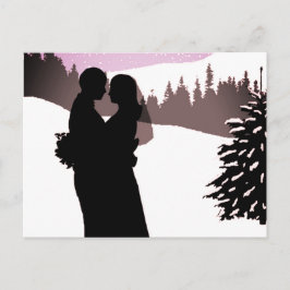 Cartão Postal De Anúncio Casal em um Casamento no inverno de Montanha Snowy