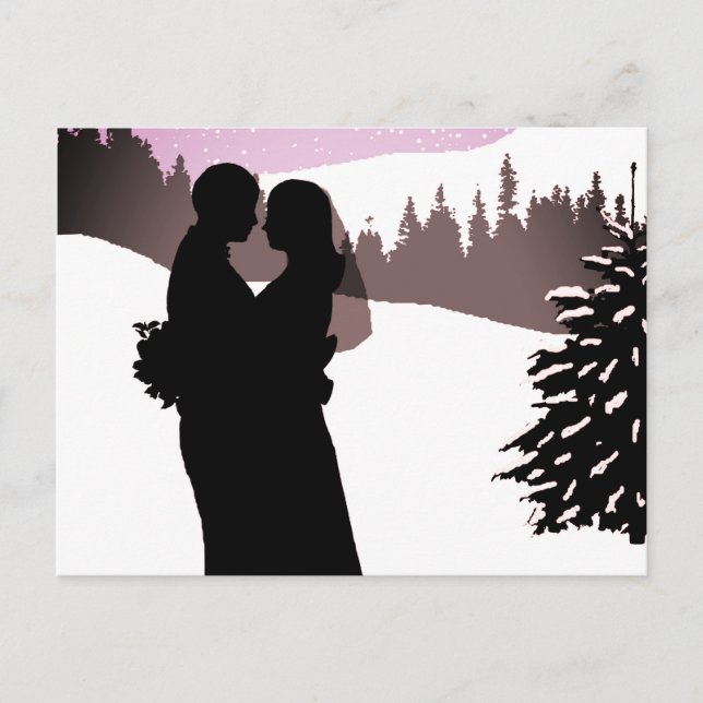 Cartão Postal De Anúncio Casal em um Casamento no inverno de Montanha Snowy (Frente)