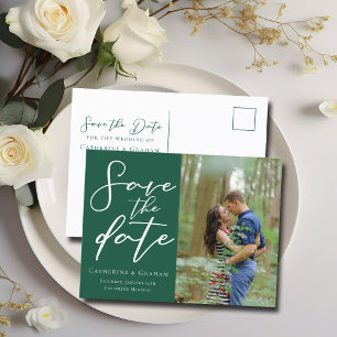 Cartão Postal De Anúncio Casal em Verde Esmeralda Foto Floresta Salvar a Fo