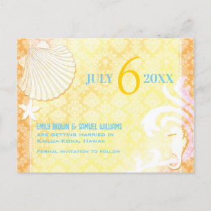 Cartão Postal De Anúncio Casamento à Beira-Mar com Brisa de Verão - Salve a