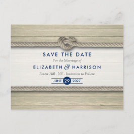 Cartão Postal De Anúncio Casamento à Beira-Mar Rústico Salve a Data