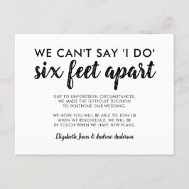Cartão Postal De Anúncio Casamento Adiado de Seis Pés de Distância Mudança 