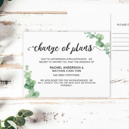 Cartão Postal De Anúncio Casamento Adiado Eucalipto Cancelamento Simples
