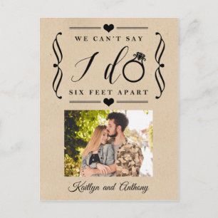 Cartão Postal De Anúncio Casamento adiado por seis pés separados Mudança de