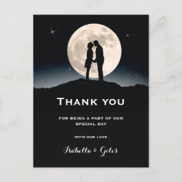 Cartão Postal De Anúncio Casamento Agradecido Sob a Lua