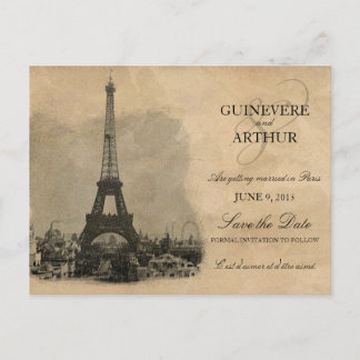 Cartão Postal De Anúncio Casamento Antigo Paris França Save the Date