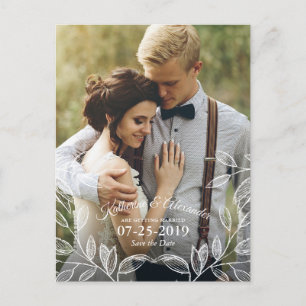 Cartão Postal De Anúncio Casamento Botânico Elegante Salvar a Data