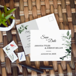 Cartão Postal De Anúncio Casamento Botânico Neutro Salve o Cartão-Postal