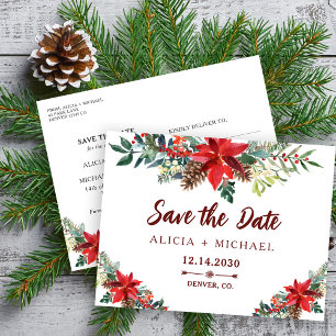 Cartão Postal De Anúncio Casamento botânico rusticado de inverno salvar a d