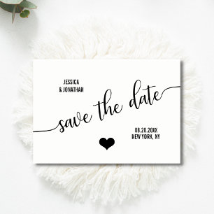 Cartão Postal De Anúncio Casamento Branco Moderno e Elegante SALVE A DATA