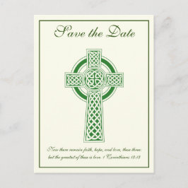 Cartão Postal De Anúncio Casamento Céltico Céltico Católico Ivory Green