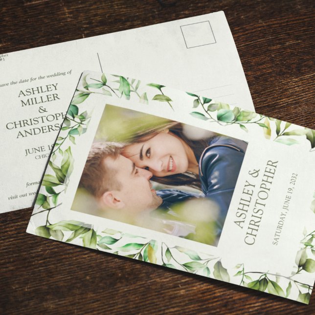 Cartão Postal De Anúncio Casamento Clássico Elegante com Bordas Florais Rús (Criador carregado)