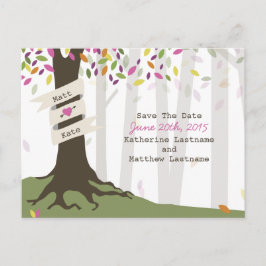 Cartão Postal De Anúncio Casamento Colorido Em Woodland Salve O Cartão-Post