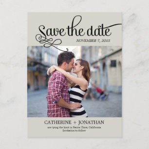 Cartão Postal De Anúncio Casamento com Caligrafia Moderna Salva a Data - Kh