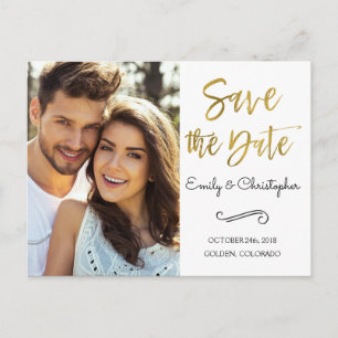 Cartão Postal De Anúncio Casamento com Script com Letra Mão Salve a Foto d