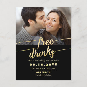 Cartão Postal De Anúncio Casamento com Testemunhas de Bebidas Gratuitas Sal