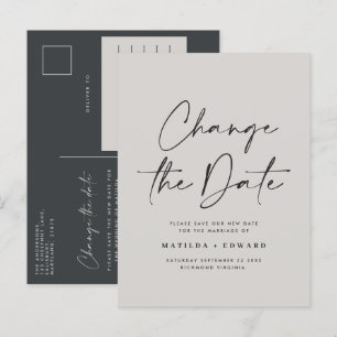 Cartão Postal De Anúncio Casamento com tipografia de script moderno muda da