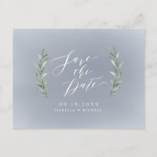 Cartão Postal De Anúncio Casamento com vegetação rústica da caligrafia das