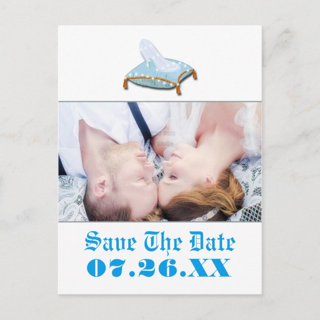 Cartão Postal De Anúncio Casamento Conto de Fadas Foto Save the Date (Frente)