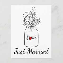 Cartão Postal De Anúncio Casamento Country Jarro Mason Preto Vermelho